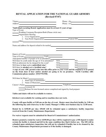 RENTAL APPLICATION FOR THE NATIONAL ... - Warren County