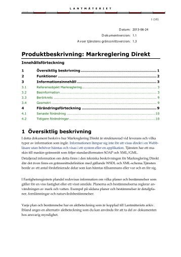 Produktbeskrivning: Markreglering Direkt - LantmÃ¤teriet