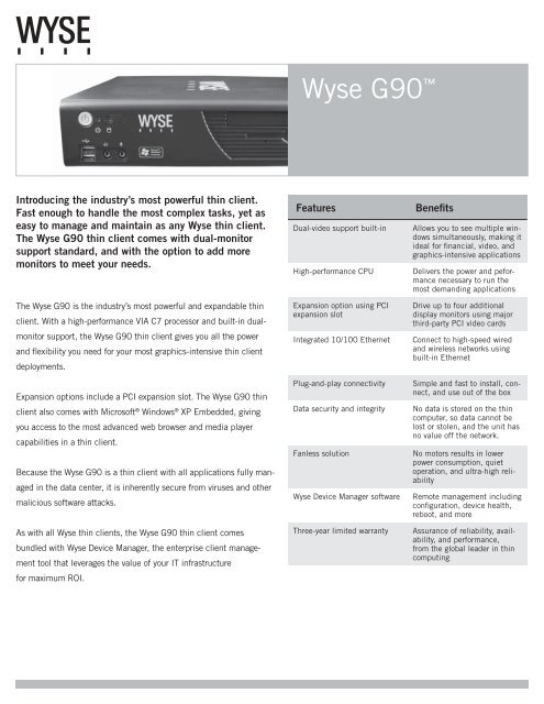 Wyse G90â¢ - Arcy Solutions, Inc.