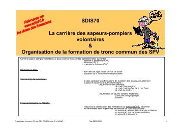 Organisation de la formation Tronc commun des SPV - Service ...