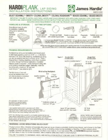 2000 Hardiplank Lap Siding Installation Instructions