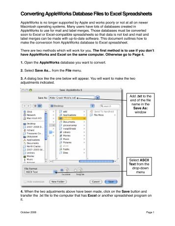Converting AppleWorks Database Files to Excel Spreadsheets