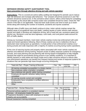 Defensive Driving Safety Audit - Montana Municipal Insurance ...