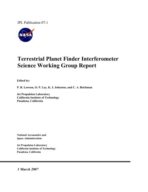 TPF-I SWG Report - Exoplanet Exploration Program - NASA