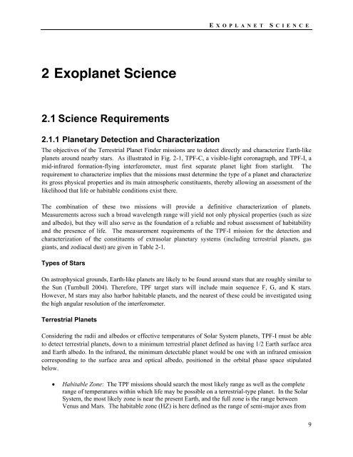 TPF-I SWG Report - Exoplanet Exploration Program - NASA