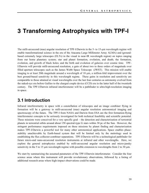 TPF-I SWG Report - Exoplanet Exploration Program - NASA