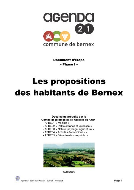 Les propositions des habitants de Bernex-Introduction