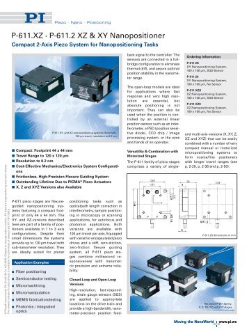 P-611.XZ Ã‚Â· P-611.2 XZ & XY Nanopositioner (PDF) - PZT & Piezo ...