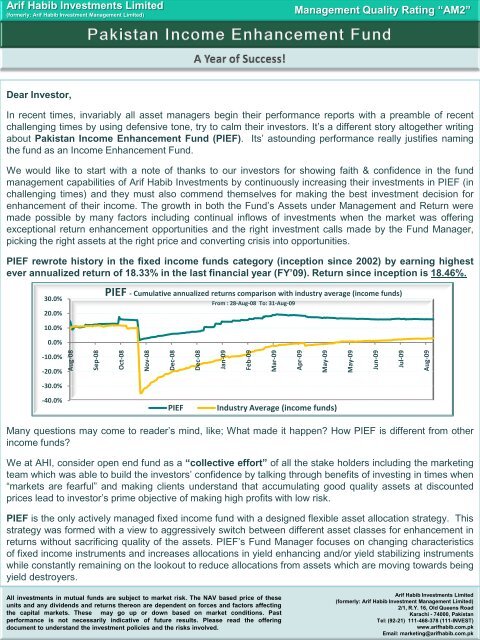 PIEF - A year of success - MCB-Arif Habib Savings and Investments ...