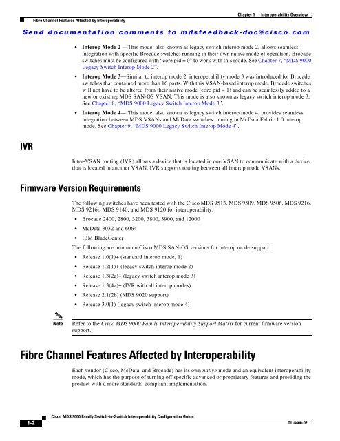 Cisco MDS 9000 Family Switch-to-Switch Interoperability ...