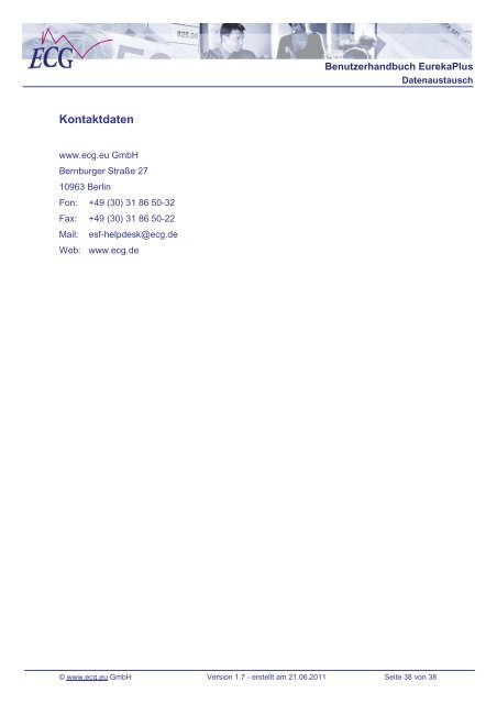 Benutzerhandbuch EurekaPlus - ECG GmbH Berlin