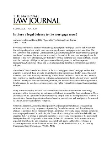 Is there a legal defense to the mortgage mess? - BDO Consulting