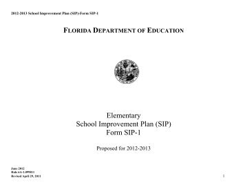 Elementary School Improvement Plan (SIP) Form SIP-1