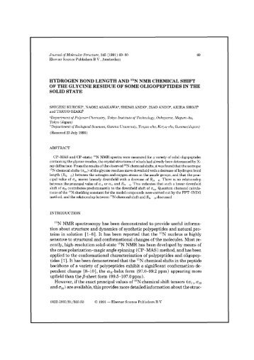 hydrogen bond length and 15n nmr chemical shift of the glycine ...