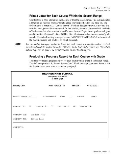 Administrator's Plus Report Cards Manual - Rediker Software, Inc.