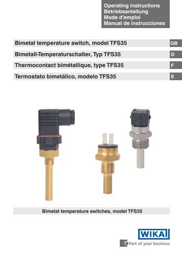 Bimetal temperature switch, model TFS35 Bimetall ...