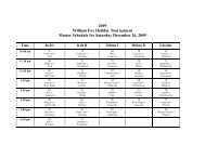 2009 William Fox Holiday Tournament Master Schedule for ... - ccjbc