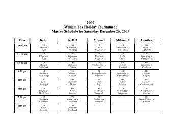 2009 William Fox Holiday Tournament Master Schedule for ... - ccjbc