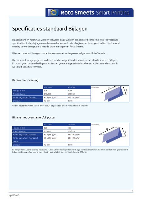 Specificaties standaard Bijlagen - Roto Smeets