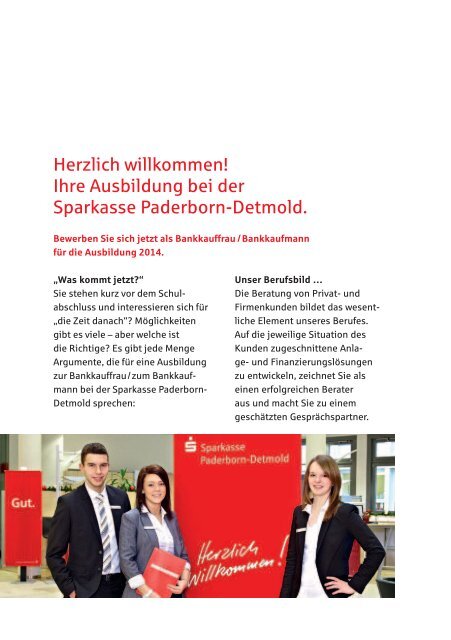 Informationen zur Ausbildung bei der Sparkasse Paderborn ...