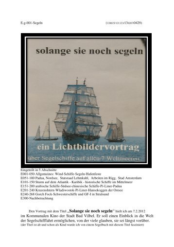 So lange sie noch segeln - Hans Tuengerthal