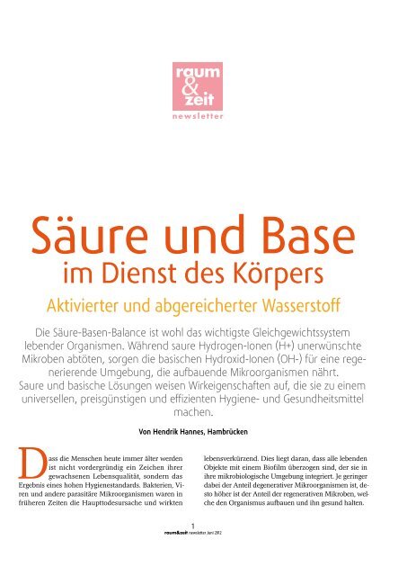 BASISCHES, ANTIOXIDATIVES AKTIVWASSER UND SAURES ...