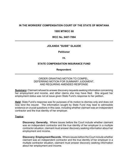 order granting motion to compel, deferring summary judgment