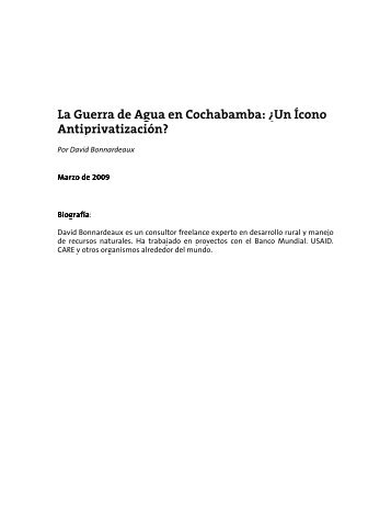 La Guerra de Agua en Cochabamba: Â¿Un Ãcono ... - Eseade