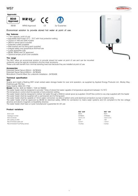 Redring WS7 Product PDF - Advanced Water