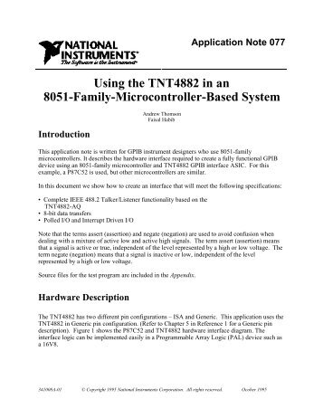 Using the TNT4882 in an 8051-Family-Microcontroller-Based System