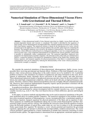 Numerical Simulation of Three-Dimensional Viscous Flows with ...