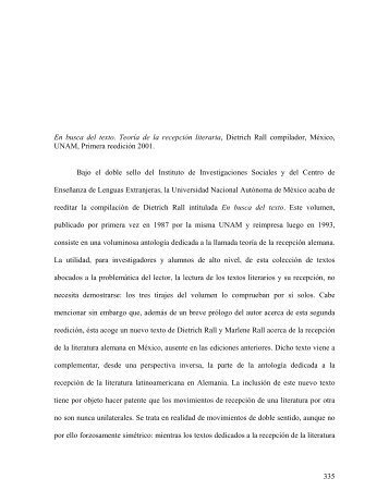 En busca del texto. TeorÃ­a de la recepciÃ³n literaria - UNAM