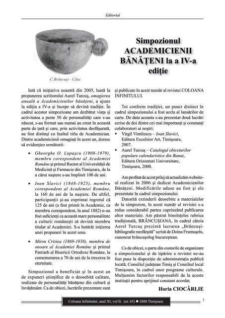Revista Coloana Infinitului nr. 65 - Brancusi