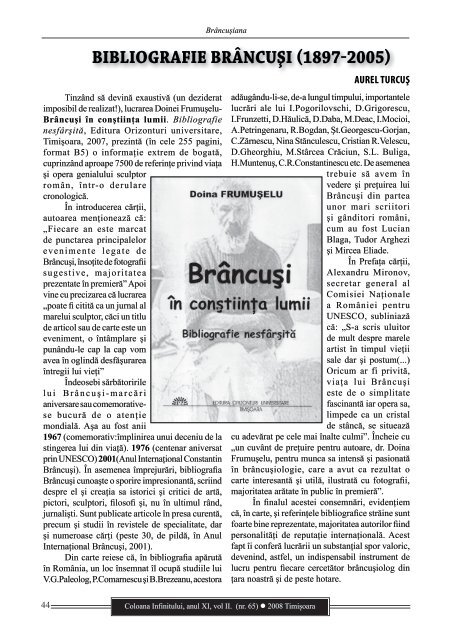 Revista Coloana Infinitului nr. 65 - Brancusi