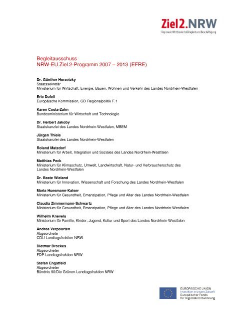 Begleitausschuss NRW-EU Ziel 2-Programm 2007 ... - Ziel2.NRW