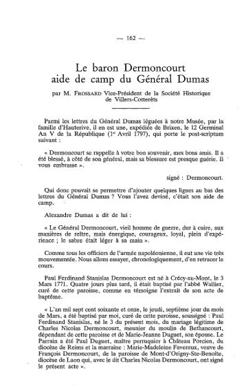 Le baron Dermoncourt aide de camp du GÃ©nÃ©ral Dumas