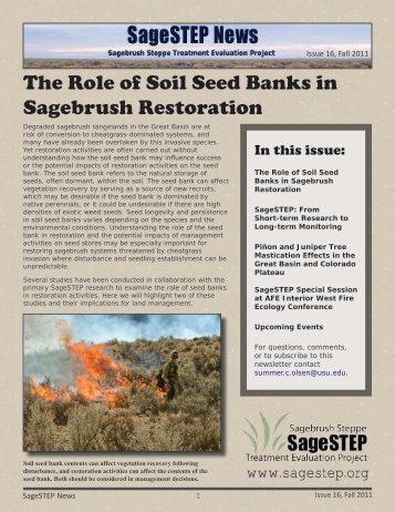 The Role of Soil Seed Banks in Sagebrush Restoration