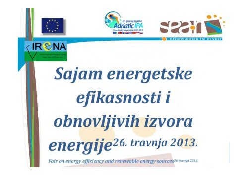 SEA-R - Sustainable Energy in the Adriatic Regions, IRENA d.o.o