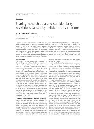 Sharing research data and confidentiality ... - UK Data Archive