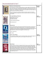 Recommended books for Year 7 - Mangotsfield School