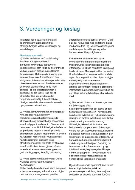 Utfordringer for Human- Etisk Forbund i Oslo