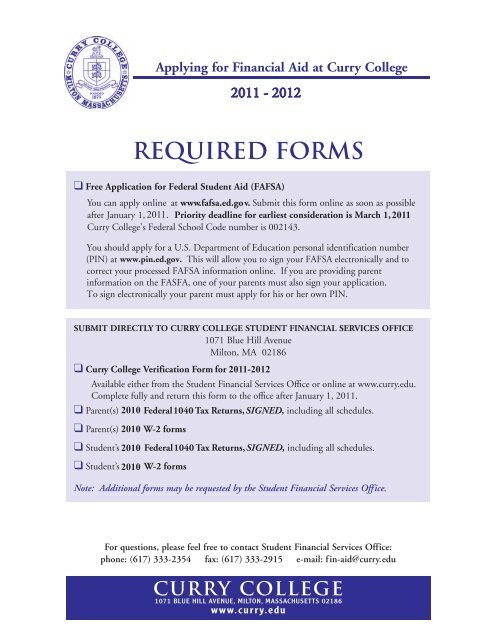 Required forms - Curry College