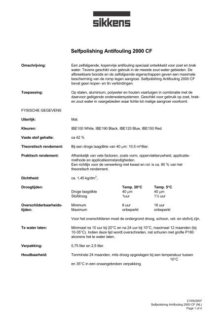 selfpolishing antifouling 2000 [nl] - Marinestore