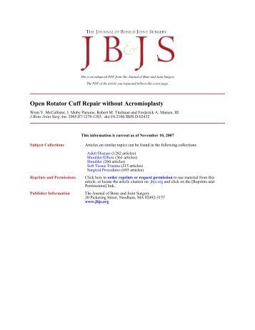 JBJS Article on Rotator Cuff Repair (PDF) - Department of ...