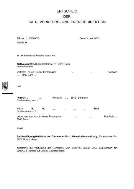 Beschwerdeverfahren - aktionguemligenfeld.ch