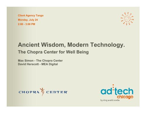 Ancient Wisdom Modern Technology