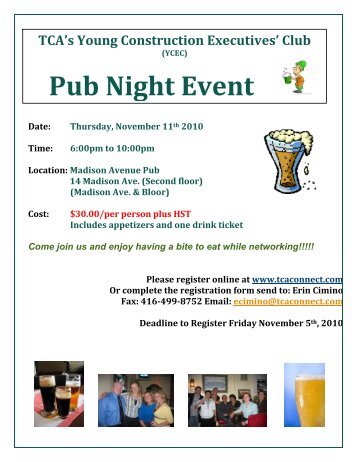 Pub Night Event - Toronto Construction Association