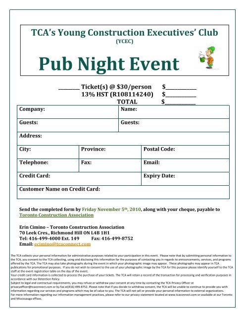 Pub Night Event - Toronto Construction Association