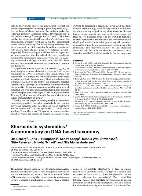 Shortcuts in systematics? A commentary on DNA-based taxonomy