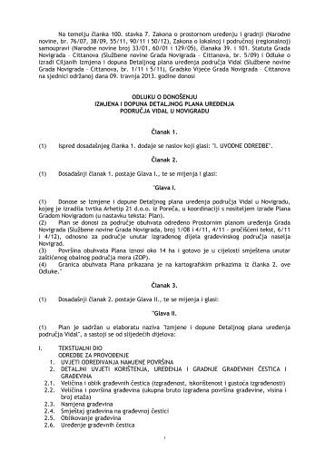 Odluka o donošenju Izmjena i dopuna Detaljnog plana ... - Novigrad